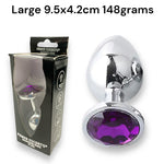 Power Escorts - BR137 - Metallic Anal Plug With Stone - 3 Sizes - 7 Colours