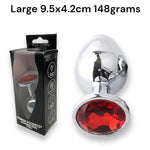 Power Escorts - BR137 - Metallic Anal Plug With Stone - 3 Sizes - 7 Colours