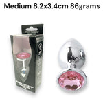 Power Escorts - BR137 - Metallic Anal Plug With Stone - 3 Sizes - 7 Colours