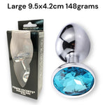 Power Escorts - BR137 - Metallic Anal Plug With Stone - 3 Sizes - 7 Colours