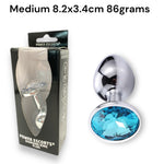Power Escorts - BR137 - Metallic Anal Plug With Stone - 3 Sizes - 7 Colours