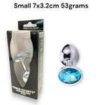Power Escorts - BR137 - Metallic Anal Plug With Stone - 3 Sizes - 7 Colours