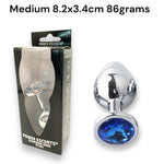 Power Escorts - BR137 - Metallic Anal Plug With Stone - 3 Sizes - 7 Colours