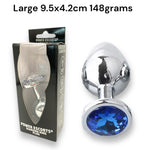 Power Escorts - BR137 - Metallic Anal Plug With Stone - 3 Sizes - 7 Colours
