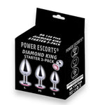 Power Escorts - BR138 - Metallic Anal Plug With Stone - 3 Pack - Colour Box- 7 Colours