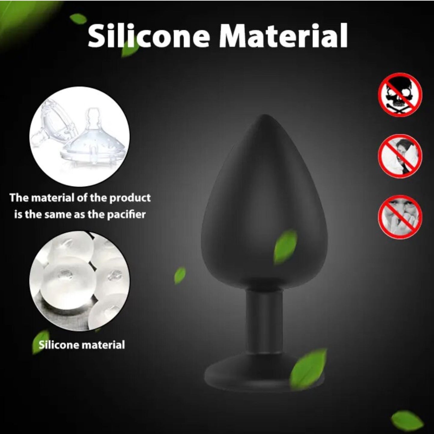 Power Escorts - BR136 -  Sillicone Anal Plug - Diamond King Black - 3-Pack - 7 Colours