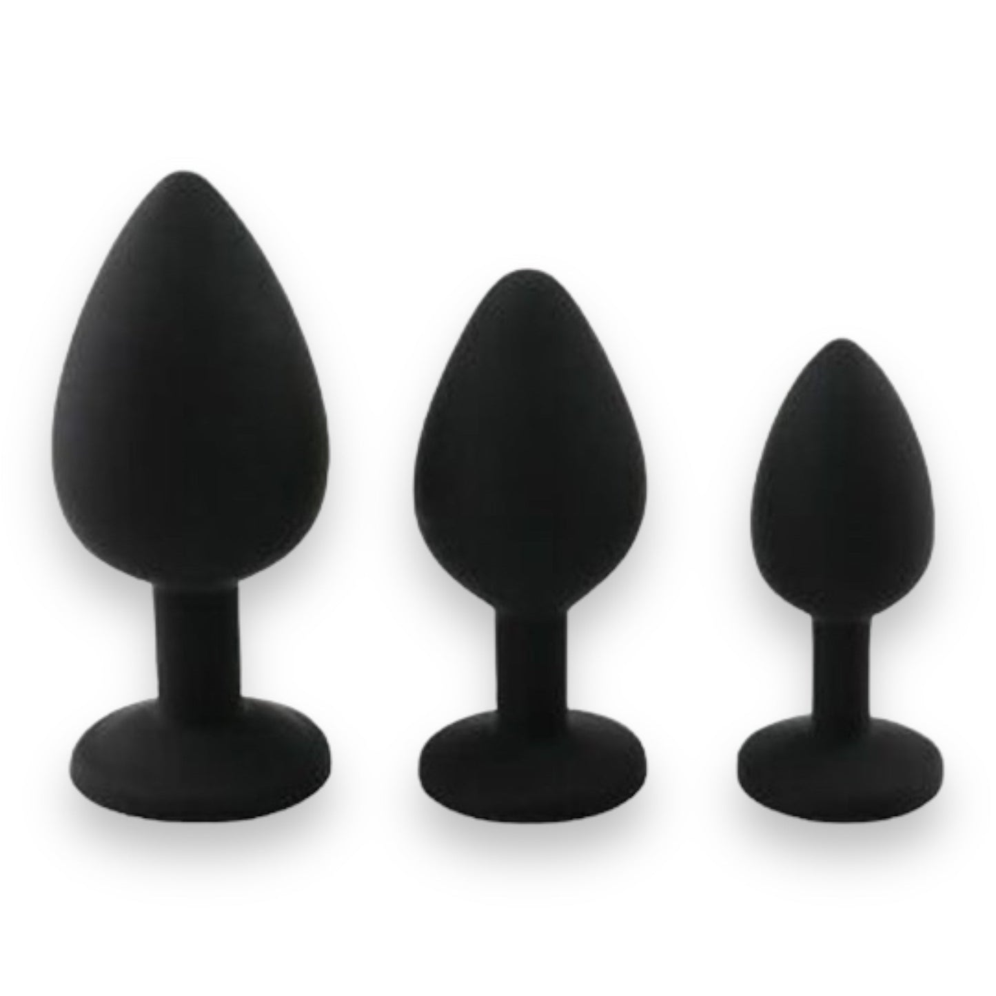 Power Escorts - BR136 -  Sillicone Anal Plug - Diamond King Black - 3-Pack - 7 Colours