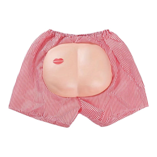 Kinky Pleasure - T229 - Fake Booty Shorts – Hilarious Gag Gift with 3D Butt & Kiss Print