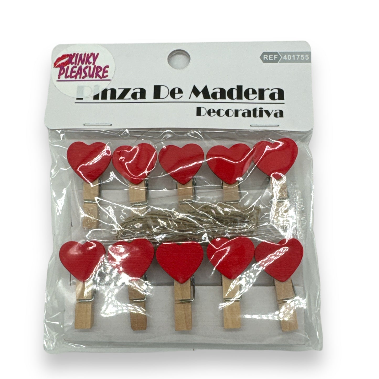 Kinky Pleasure - SE003 -  Decorative Wooden Heart Clips 10 Pieces