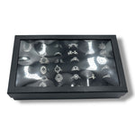 Kinky Pleasure - T172 - Ring Set Exclusive In Luxury Gift Box – 30-Piece Boho Silver & Black Collection