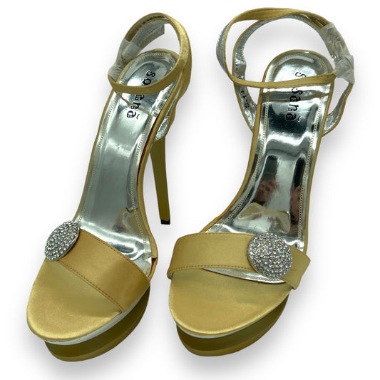 Kinky Pleasure - PM009 - Sexy Heels With Diamonds - Gold - Size 38 - 1 Piece
