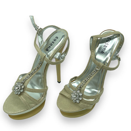 Kinky Pleasure - PM011 - Sexy Heels With Diamonds - Gold - Size 37 - 1 Piece