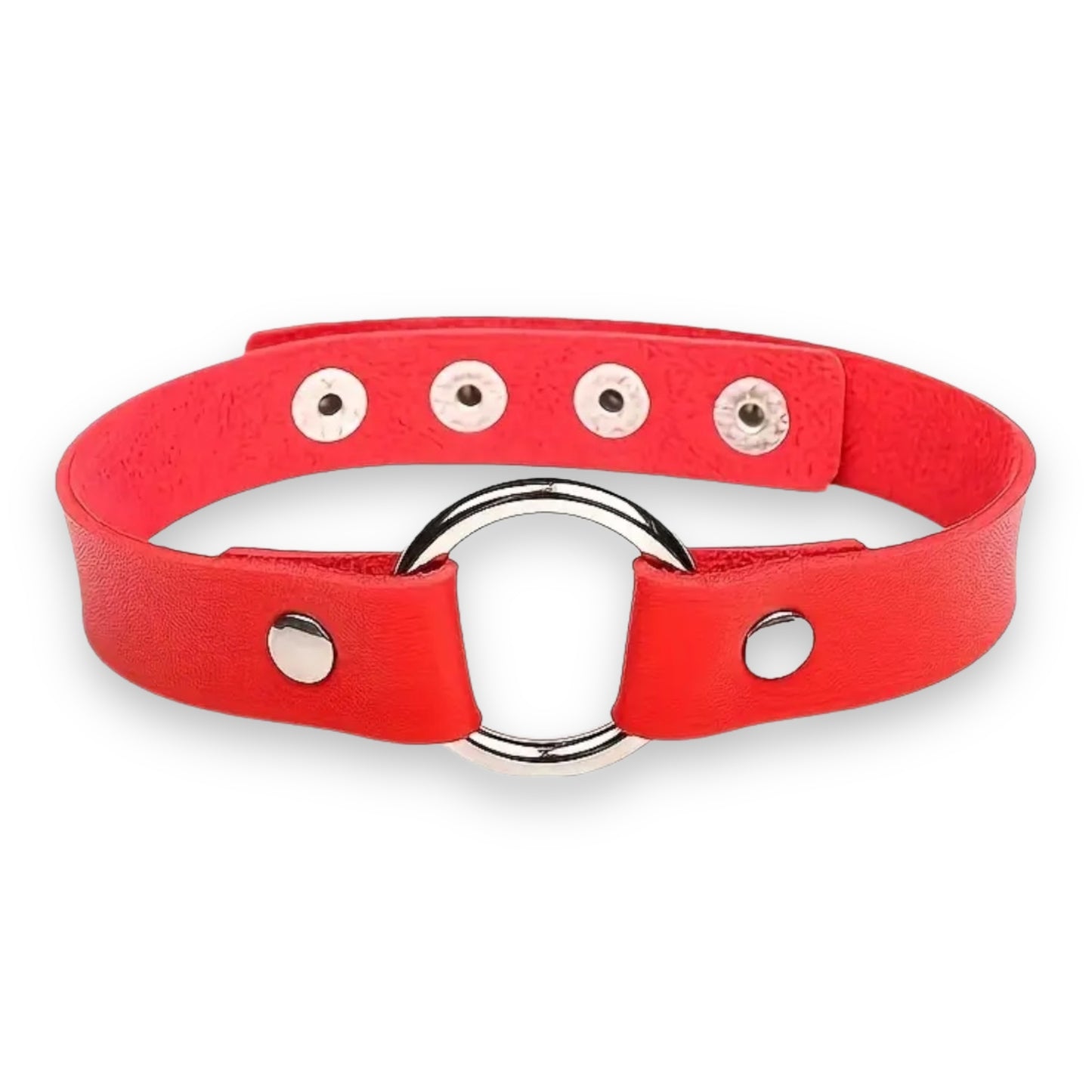 Kinky Pleasure - T079 - Choker With Round Ring - 3 Colours - 40cm