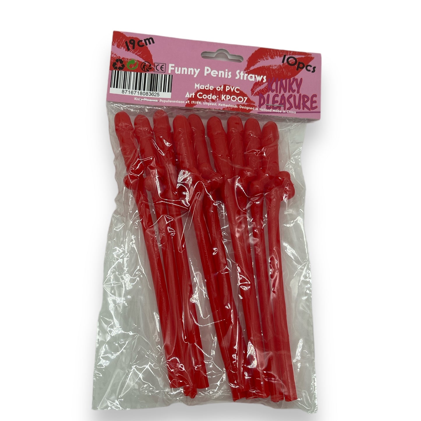 Kinky Pleasure - KP007 - Penis Straws 10pcs - 7 Colours - 1 Piece