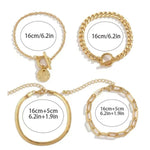 Kinky Pleasure - S018 - Bracelet Set for Women in Gold - 4 Pieces
