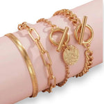 Kinky Pleasure - S018 - Bracelet Set for Women in Gold - 4 Pieces