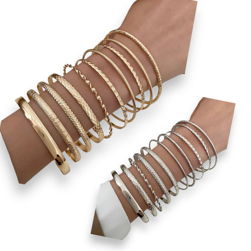 Kinky Pleasure - S020 - Exclusive 10-Piece Silver & Gold Bracelet Set for Women - 2 Colours