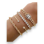 Kinky Pleasure - S022 - Exclusive Diamond 4-Piece Silver & Gold Bracelet Set for Women - 2 Colours