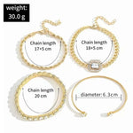 Kinky Pleasure - S022 - Exclusive Diamond 4-Piece Silver & Gold Bracelet Set for Women - 2 Colours