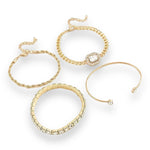 Kinky Pleasure - S022 - Exclusive Diamond 4-Piece Silver & Gold Bracelet Set for Women - 2 Colours