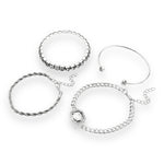 Kinky Pleasure - S022 - Exclusive Diamond 4-Piece Silver & Gold Bracelet Set for Women - 2 Colours