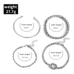 Kinky Pleasure - S022 - Exclusive Diamond 4-Piece Silver & Gold Bracelet Set for Women - 2 Colours
