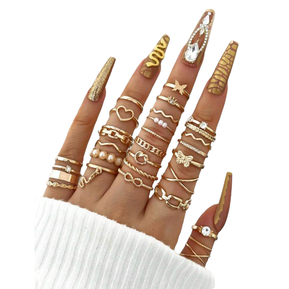 Kinky Pleasure - S026 - Ring Collection Set Gold Or Silver - 30 Pieces