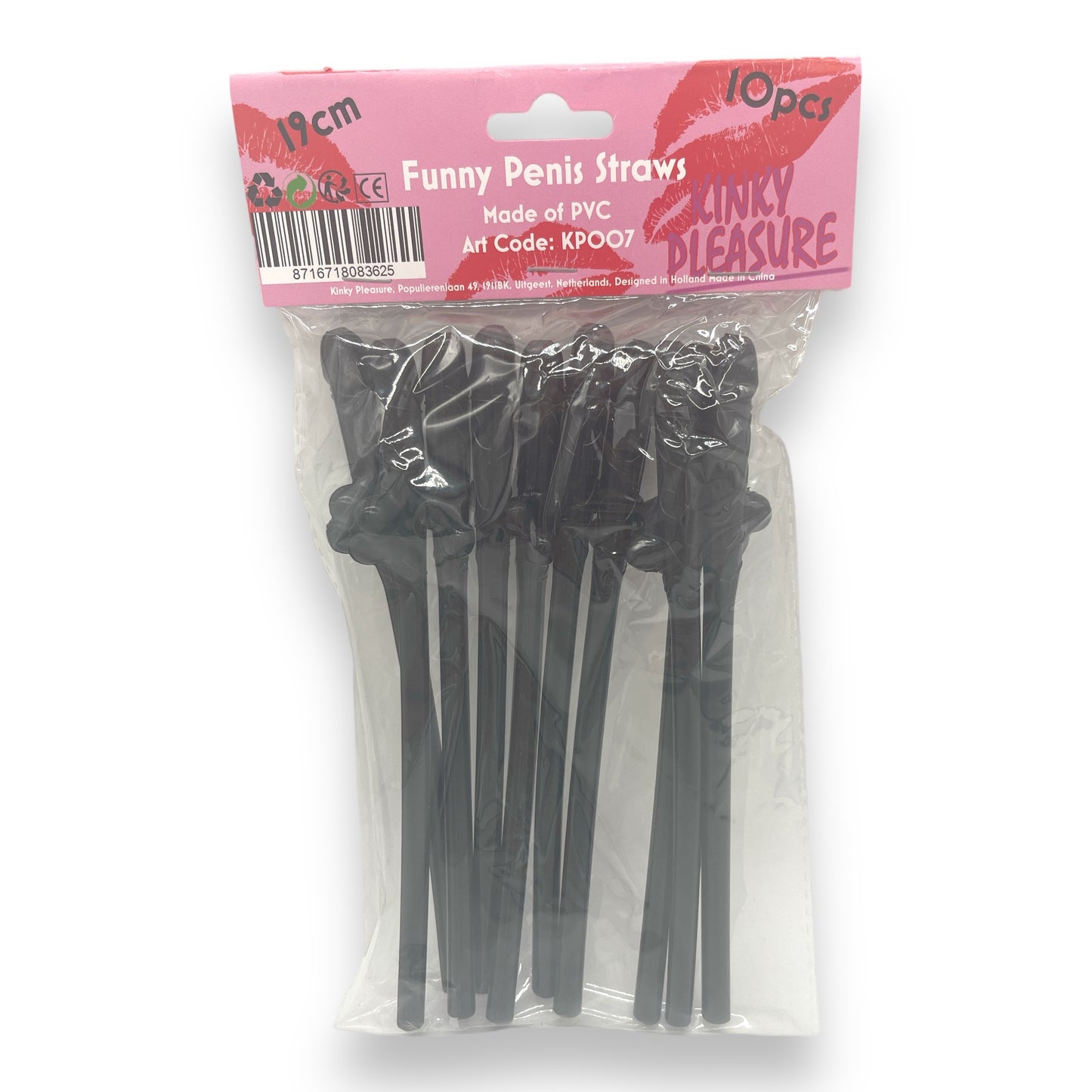 Kinky Pleasure - KP007 - Penis Straws 10pcs - 7 Colours - 1 Piece