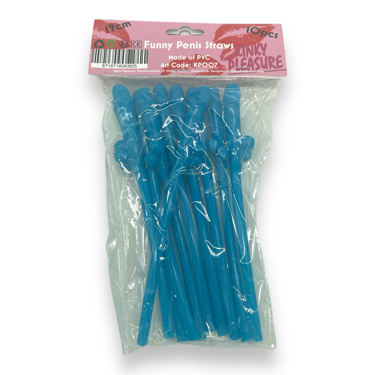 Kinky Pleasure - KP007 - Penis Straws 10pcs - 7 Colours - 1 Piece