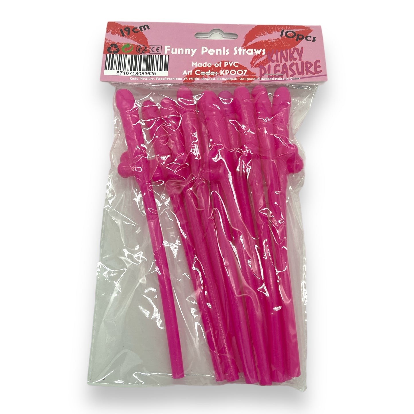 Kinky Pleasure - KP007 - Penis Straws 10pcs - 7 Colours - 1 Piece