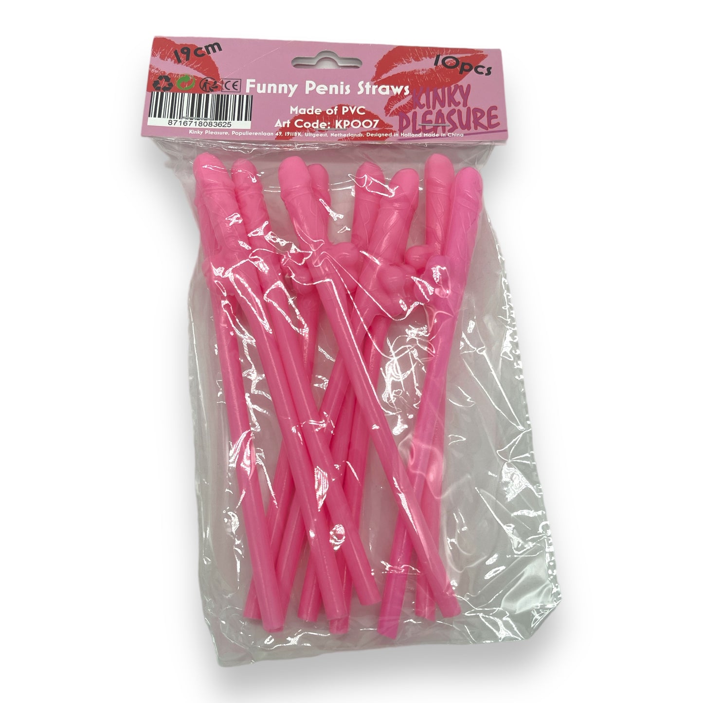 Kinky Pleasure - KP007 - Penis Straws 10pcs - 7 Colours - 1 Piece