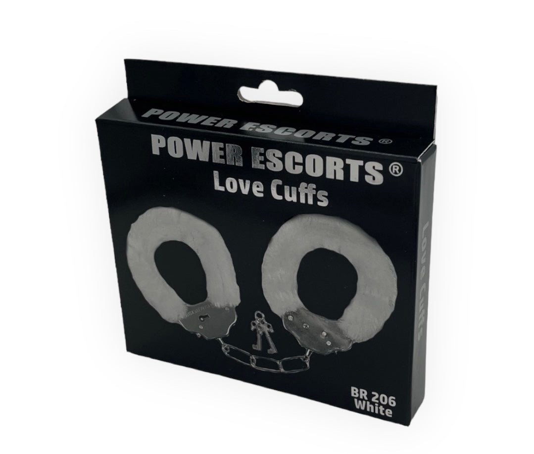Power Escorts - BR206 White Furry Hand cuffs