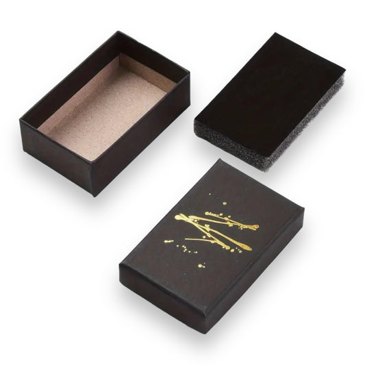 Kinky Pleasure - T070 - Elegant Black Jewelry Box With Gold Splash - 9,2 x 7 x 2.7 cm