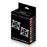 Kinky Pleasure  - NC07- Double Trouble  - Kinky Clamps - 7 Colours - Heavy version - Nipple clamps - Stylish Colourbox