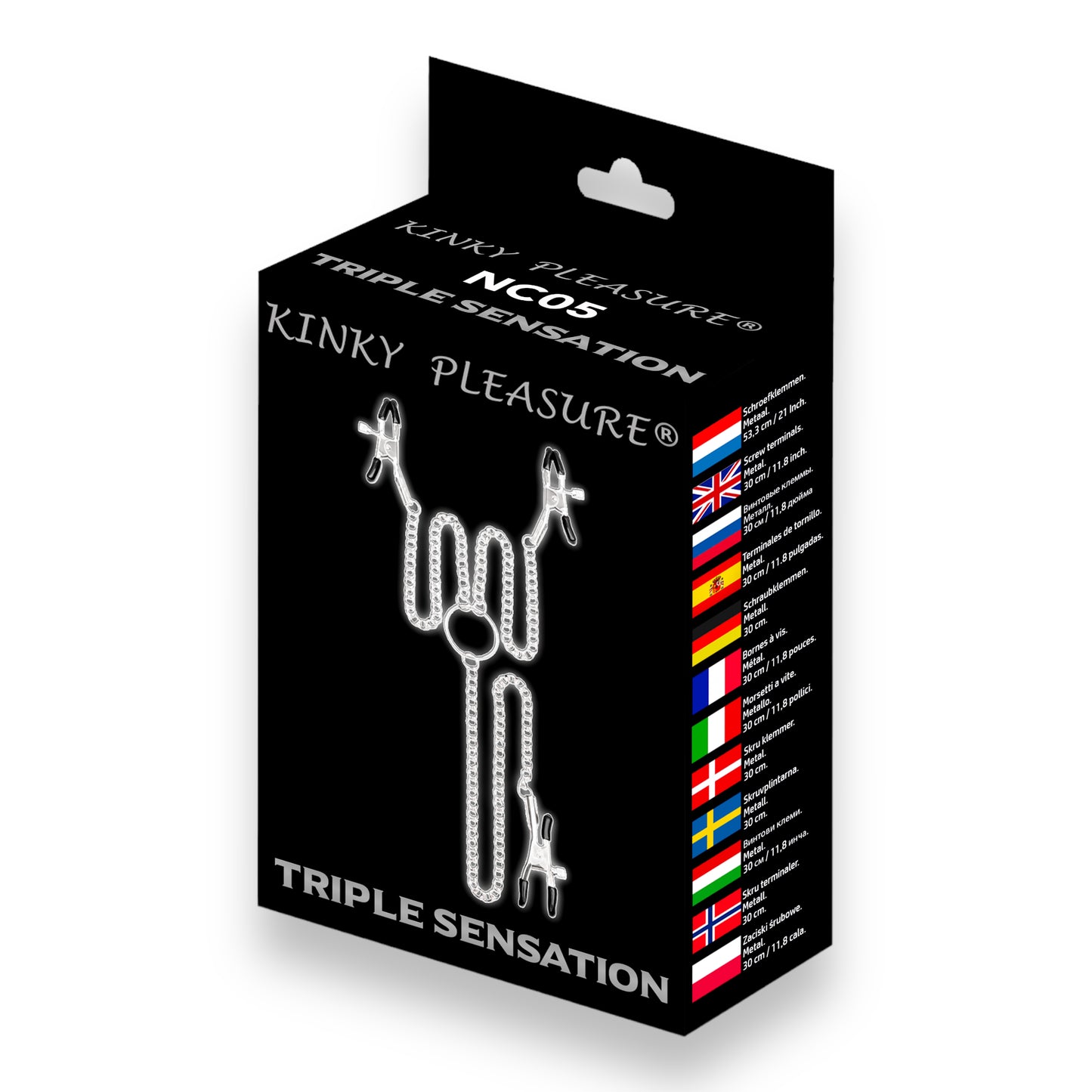 Kinky Pleasure  - NC05 - Triple Sensation - Kinky Clamps - Heavy version - Nipple Clamps - Nice Colour box
