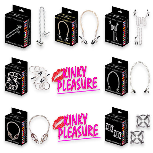 Kinky Pleasure - Nipple Clamps - 7 Models - All in Luxury Colour Box - All Models 1x - 7 Pieces