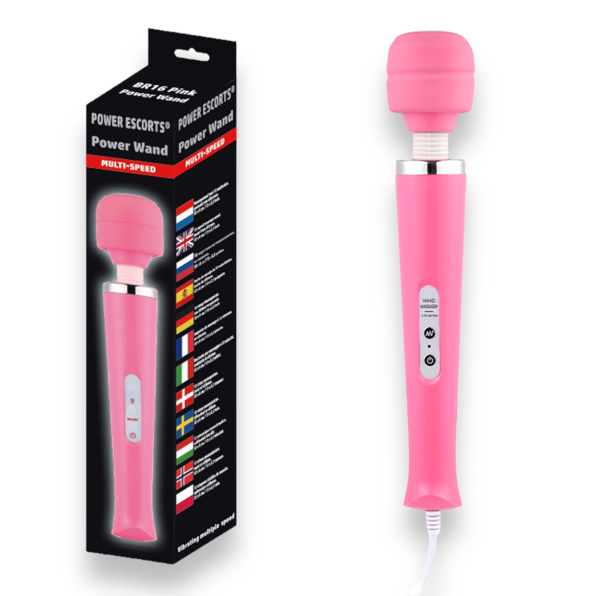 Power Escorts - BR16 - Power Wand Massager - 12-Speed - WIRED - 4 Colo –  Brameho.nl