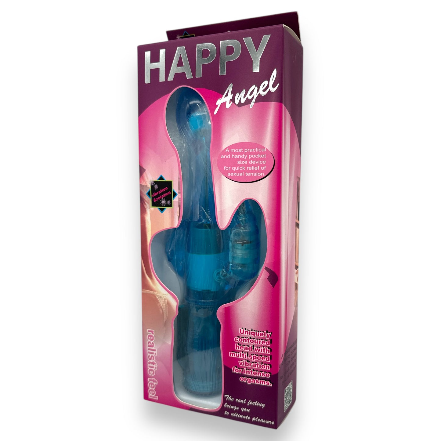 Trendy Deals - TD11148- Happy Angel Rotating Vibrator 23 CM / 9 Inch - Blue - Nice Colourbox