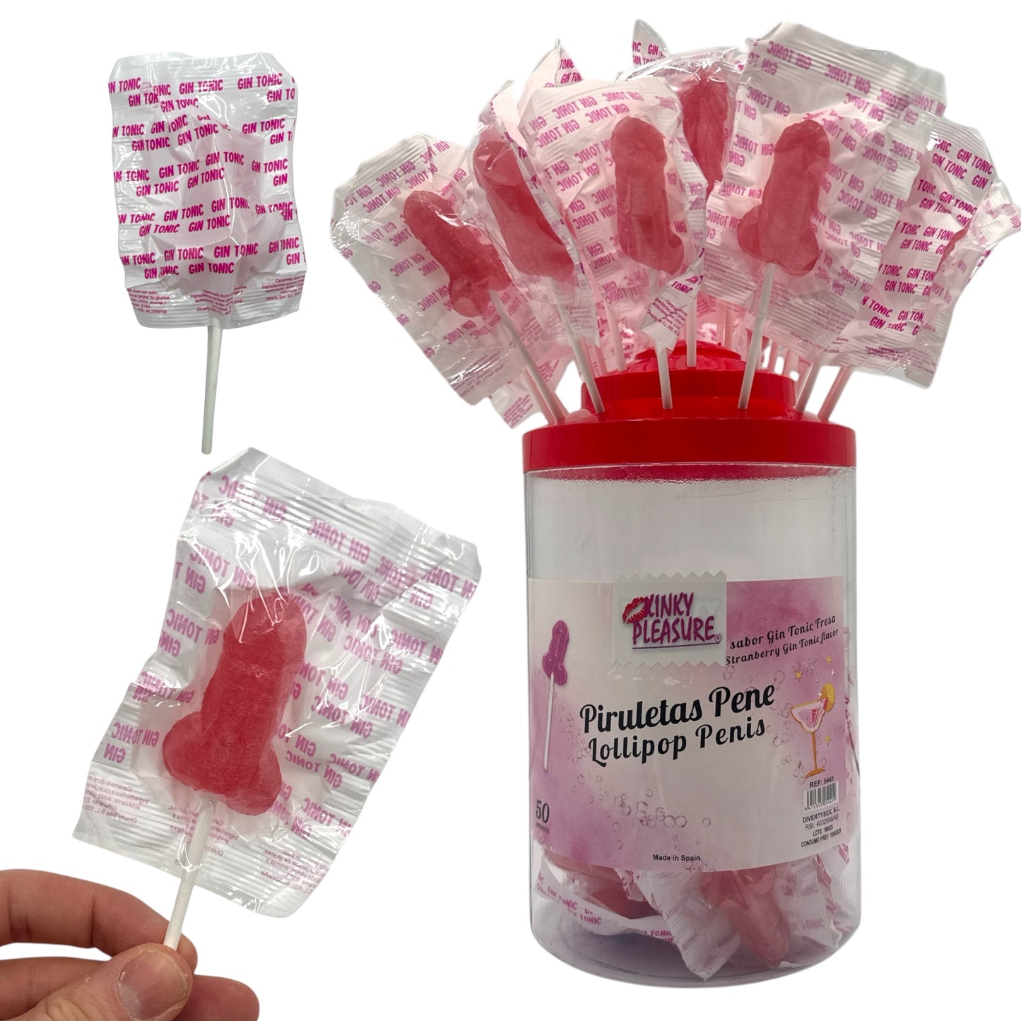Kinky Pleasure – DS043 – Penis Lolly – Gin Tonic Flavour – Display of 50