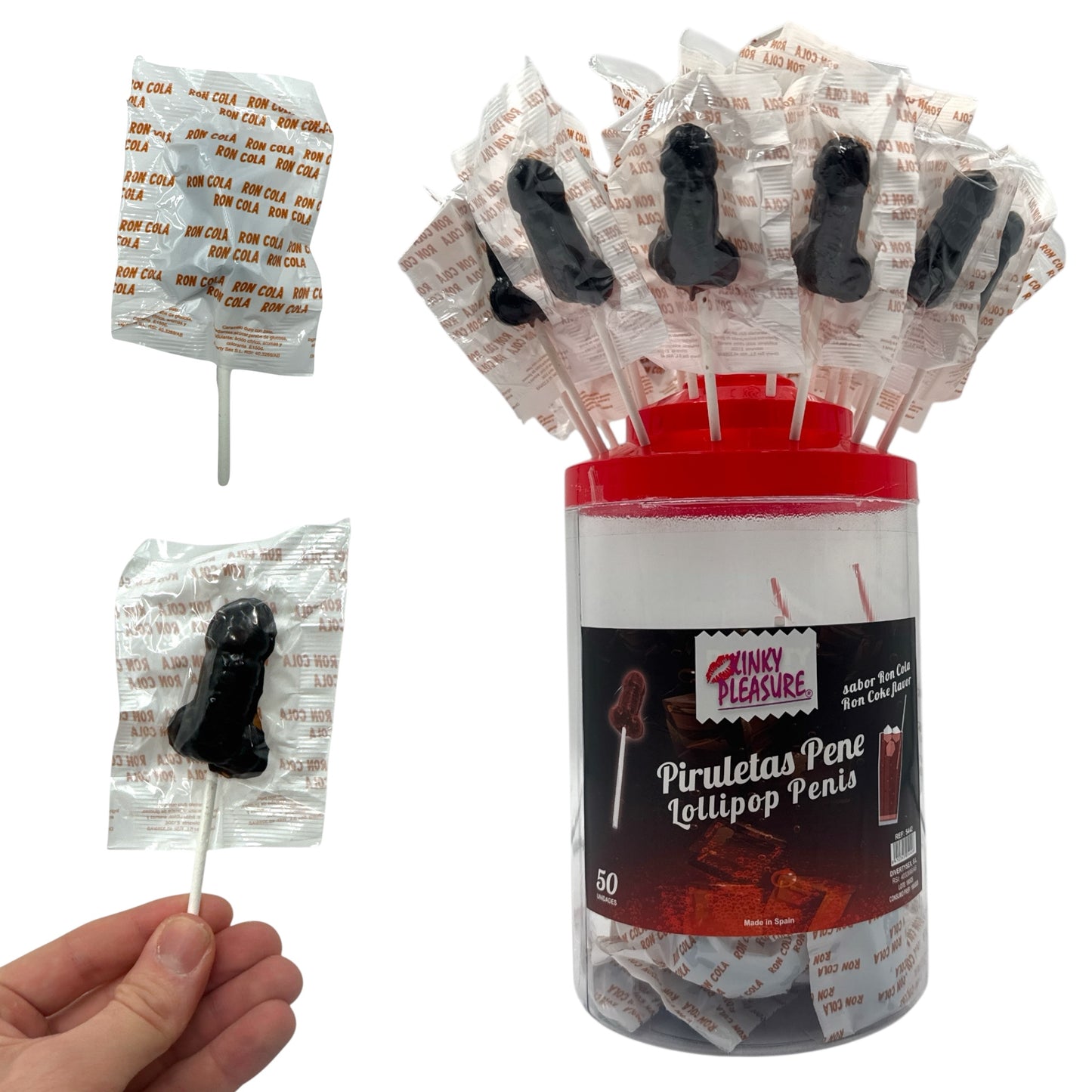 Kinky Pleasure – DS042 – Penis Lolly – Rum Cola Flavour – Display of 50