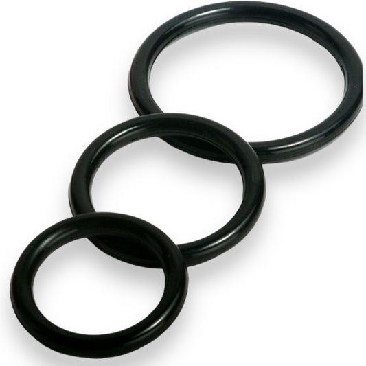 Power Escorts - BR65 - Cockring 03 - Cockring 3-Pack - Silicone Rings - Black