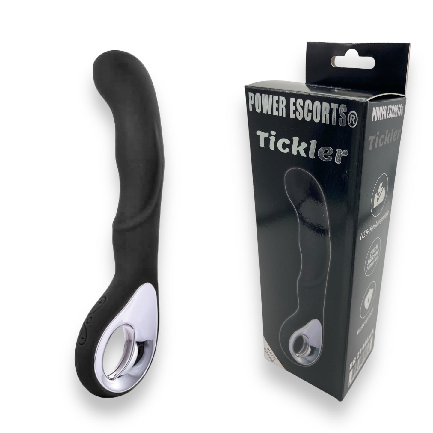 Power Escorts - BR214 - Black Tickler Silicone GSpot Vibrator - Rechargeable