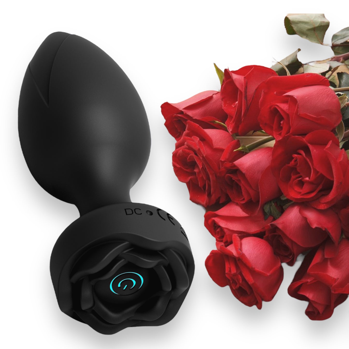 Power Escorts - BR313 - Princess Plug -  Remote Rose Design Plug - USB Rechargeable - 10 Functions - Black