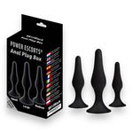 Power Escorts - BR12 - Silicone Anal Plug - 3 Pack Set - Strong Suction Cup