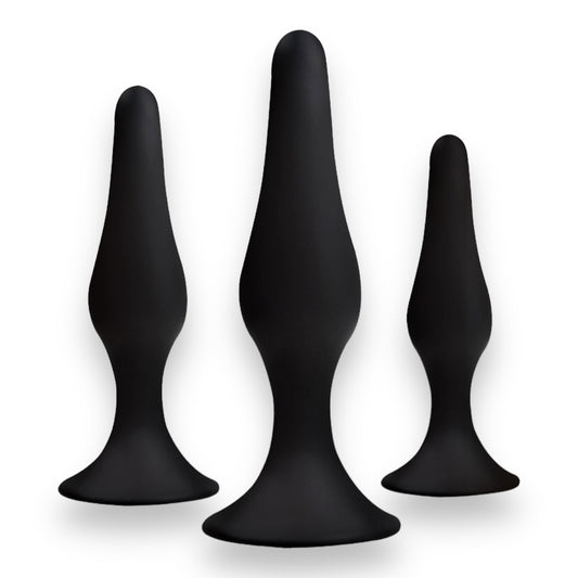 Power Escorts - BR12 - Silicone Anal Plug - 3 Pack Set - Strong Suction Cup