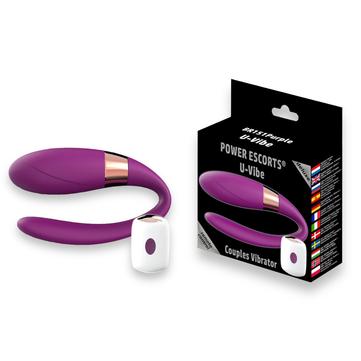 Power Escorts - BR151 - U-Vibe Couple Vibrator - Remote Control - 7 Functions - 3 Colours