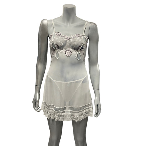 H.Nathalie - LL169 - Erotic White Sleep Set With Thong Size M