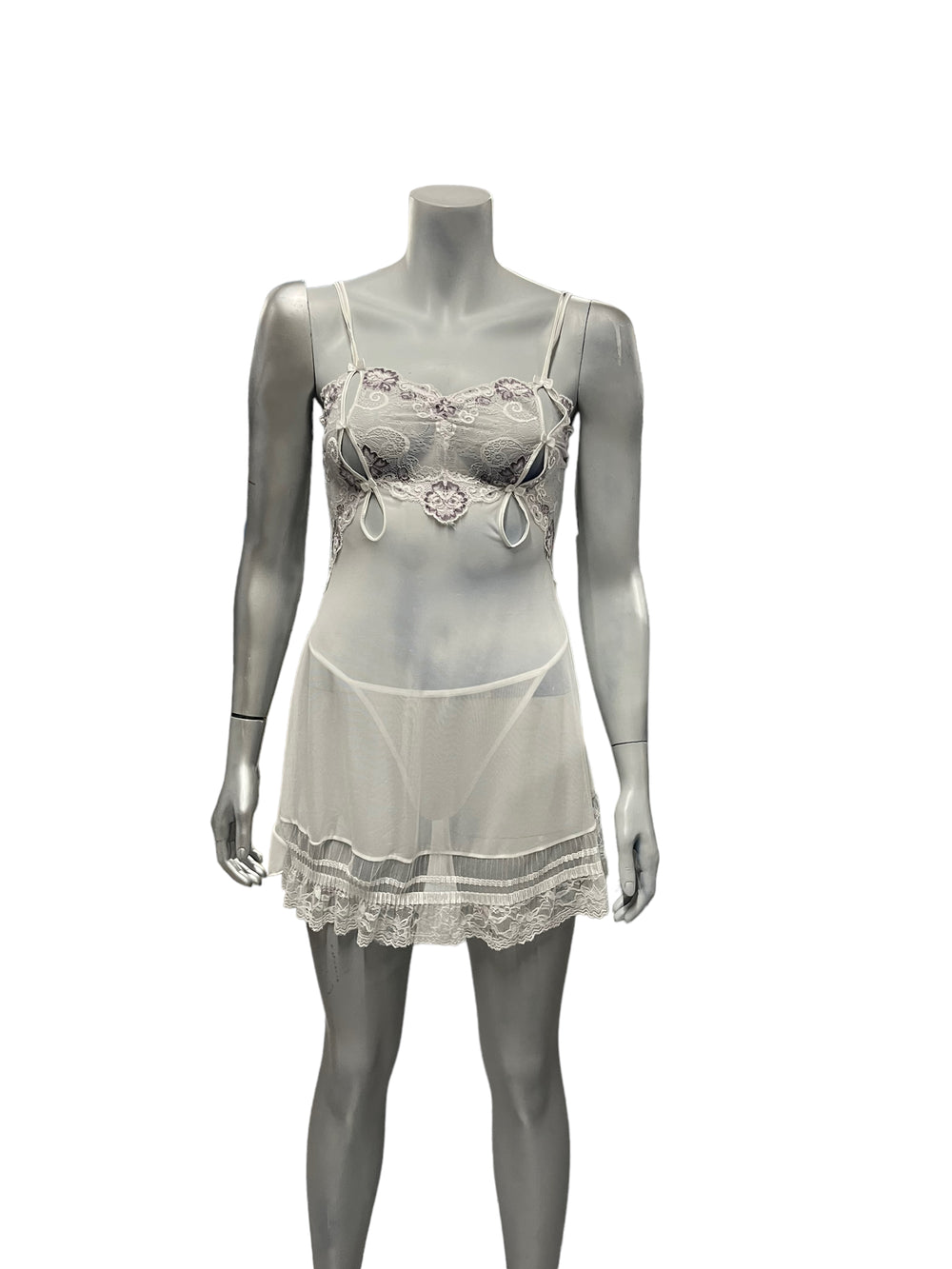 H.Nathalie - LL169 - Erotic White Sleep Set With Thong Size M