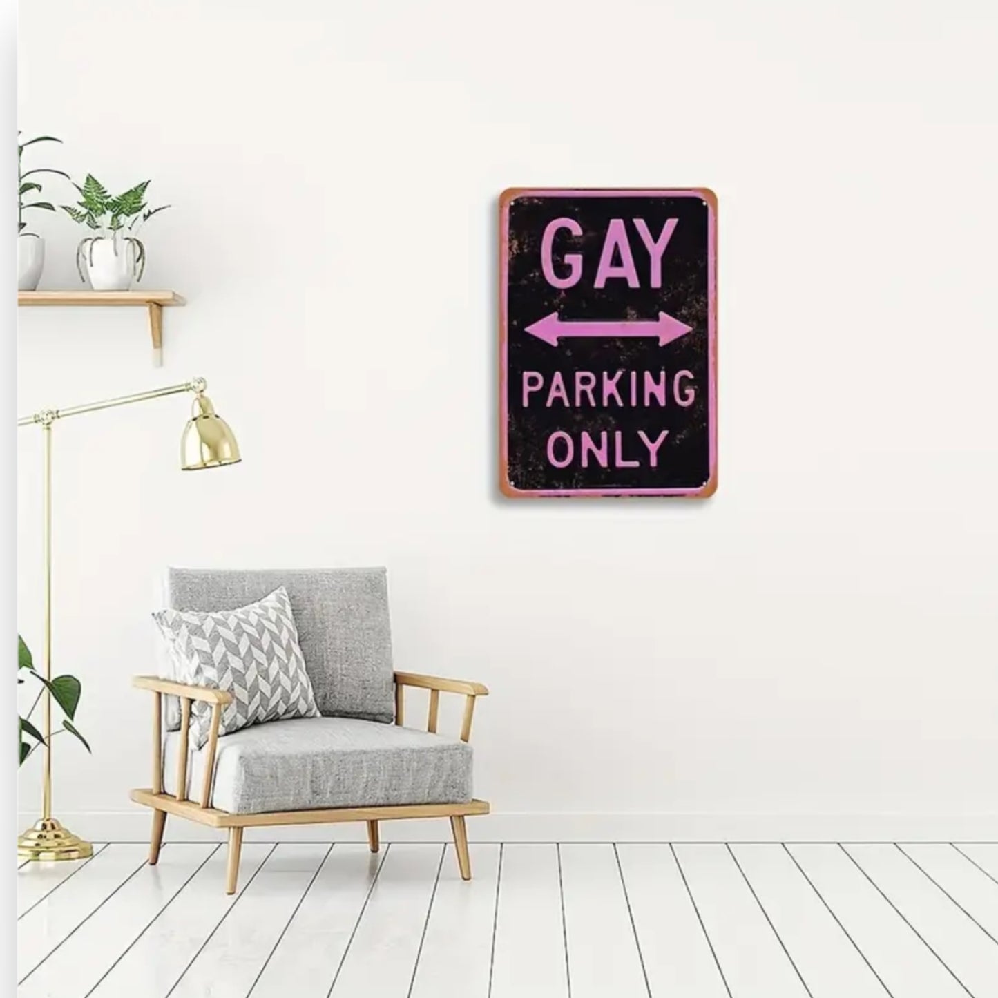 Kinky Pleasure - T017 -  Gay Parking Only Metallix Sing - 20x30cm