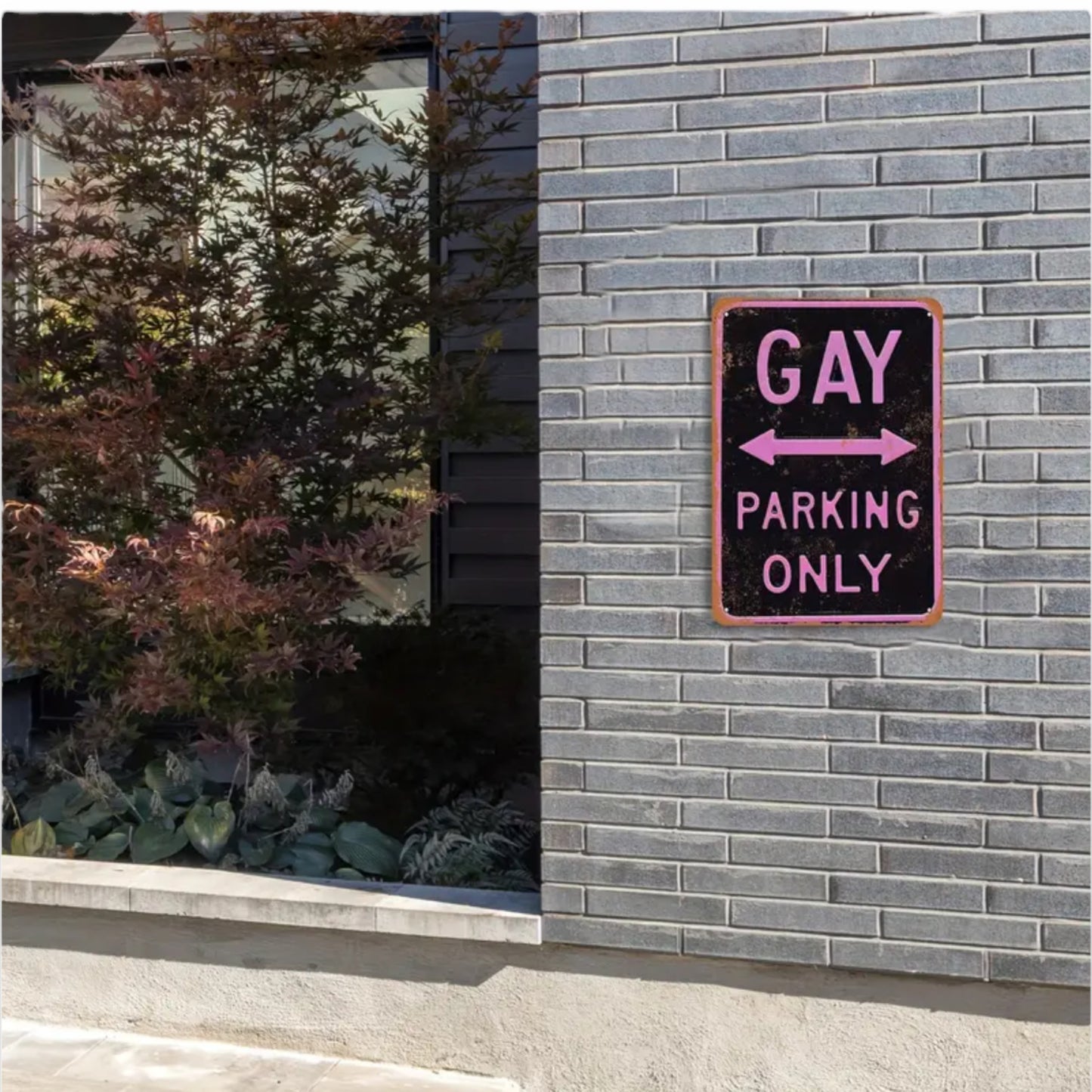 Kinky Pleasure - T017 -  Gay Parking Only Metallix Sing - 20x30cm